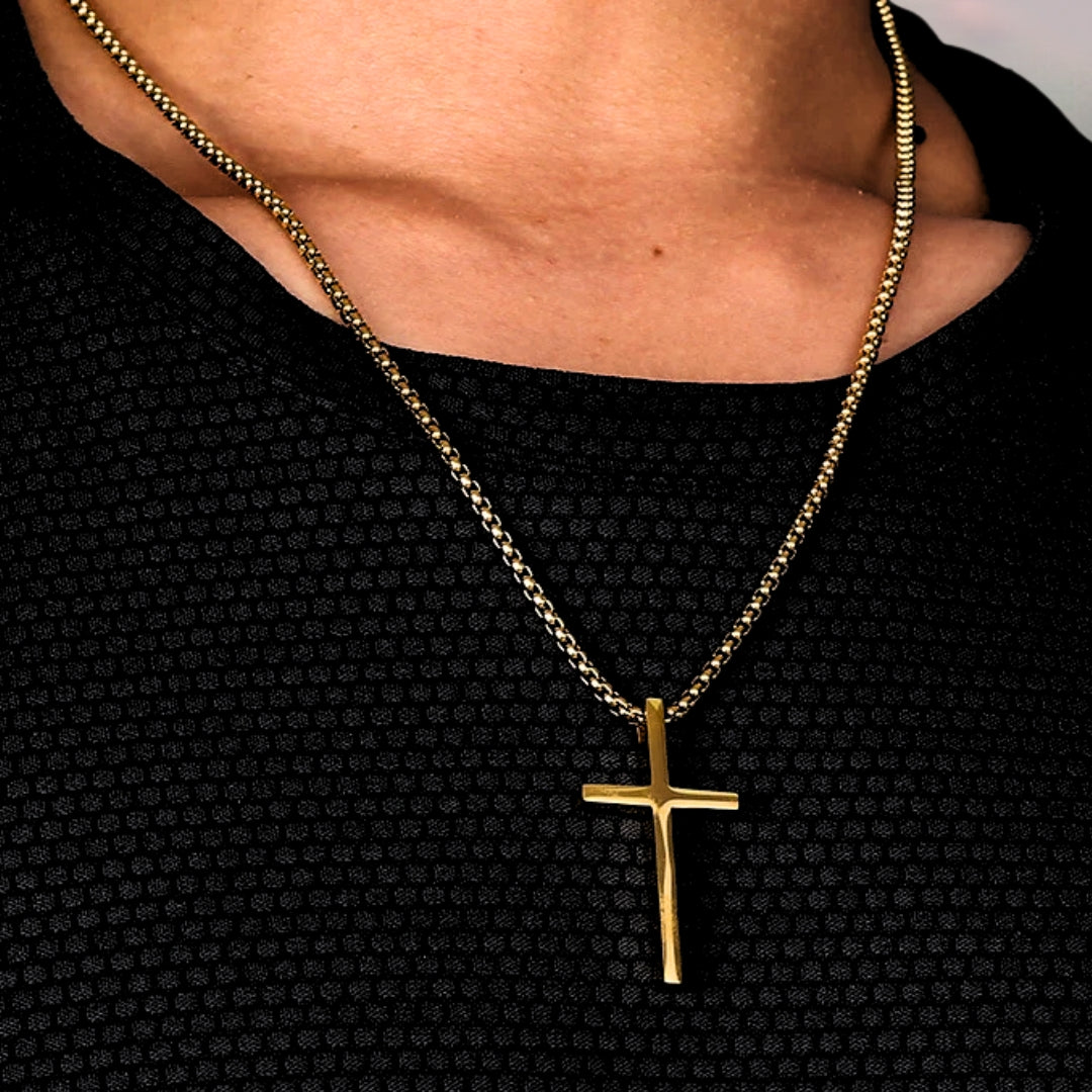 Collier homme- pendentif CHAÎNE BÉNITO™ |Croix Simple et classique