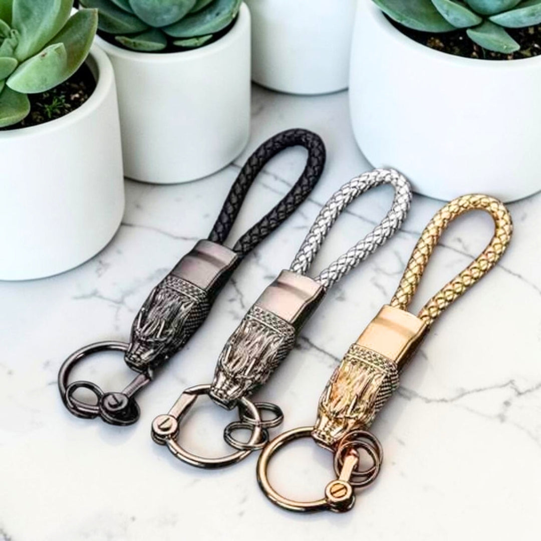 Porte-clés luxe | "Dragon Impérial" Tressée et Manille