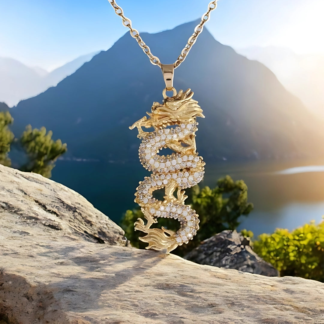 Collier homme-pendentif DRAGON CHINOIS LUXE DISCRET II