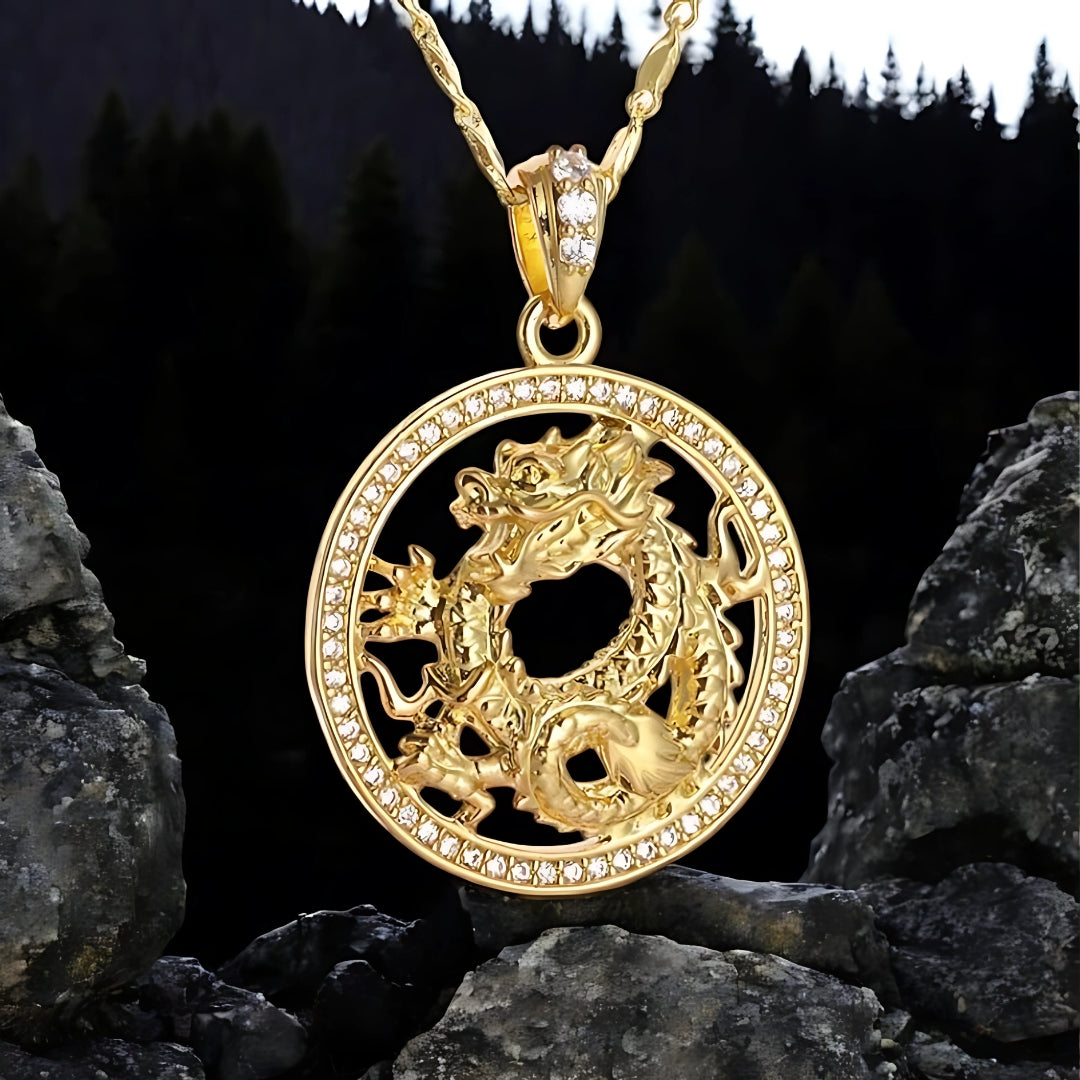 Collier homme-pendentif DRAGON CHINOIS LUXE DISCRET II