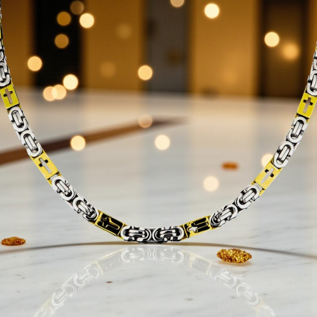 Chaine homme BYZANTINE CROIX | Élégance Spirituelle