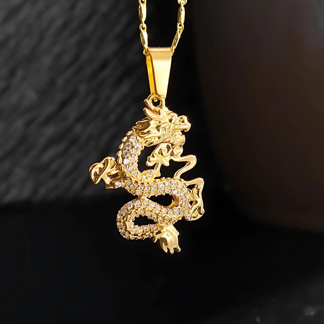 Collier homme-pendentif DRAGON CHINOIS LUXE DISCRET II