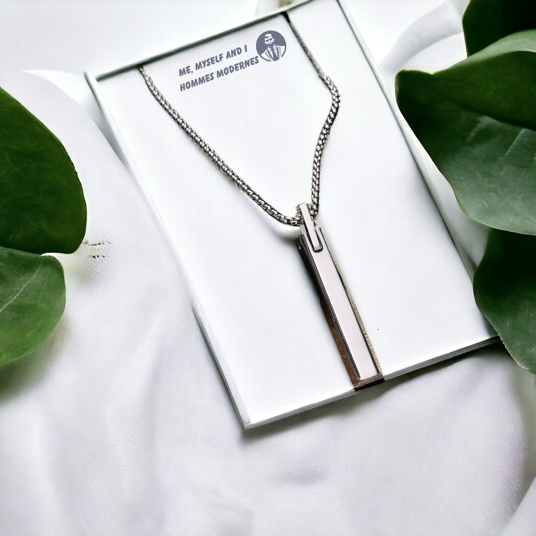 Collier homme- pendentif CLASSY-BAR™ ; Colliers avec pendentif minimaliste