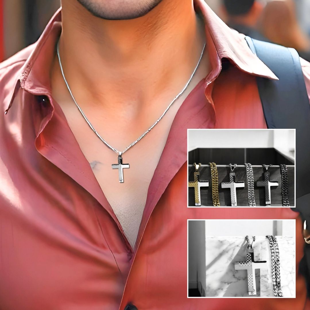 Collier hommes- pendentif croix CHESSCROSS™ : L'élégance spirituelle à votre cou