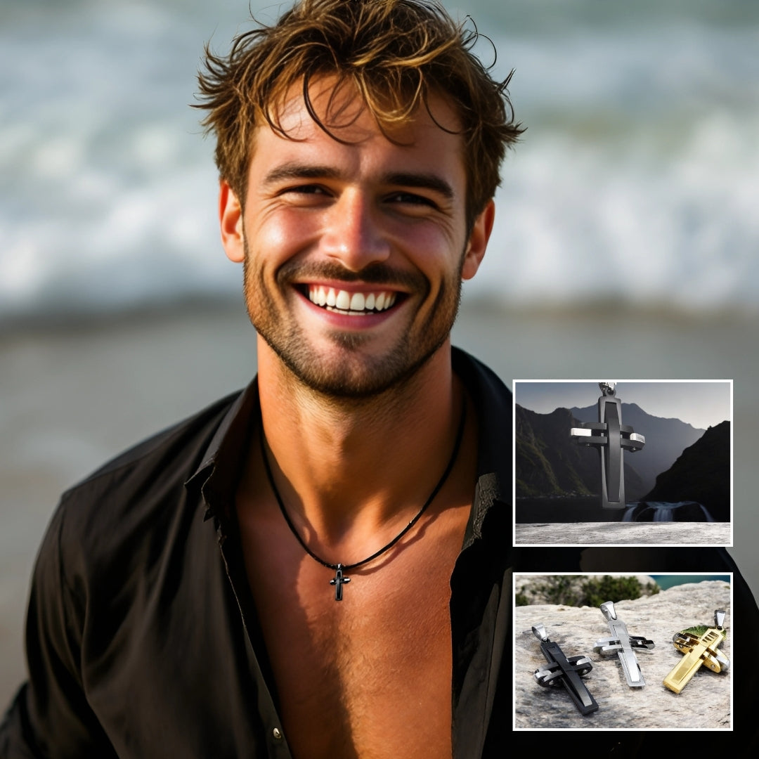 Collier homme- pendentif croix MODERN CROSS™ : Élégance et Spiritualité en Harmonie