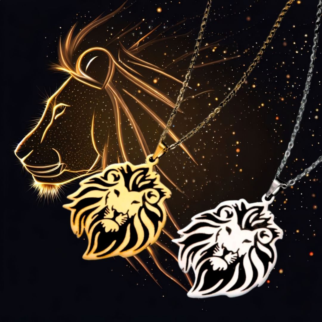 Collier homme- pendentif le LÉOPATE™ ; Collier tête de Lion gravé