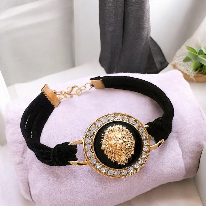 Bracelet homme- MEDAL-LiON ™ ; Bracelet médaille tête de Lion porte-bonheur