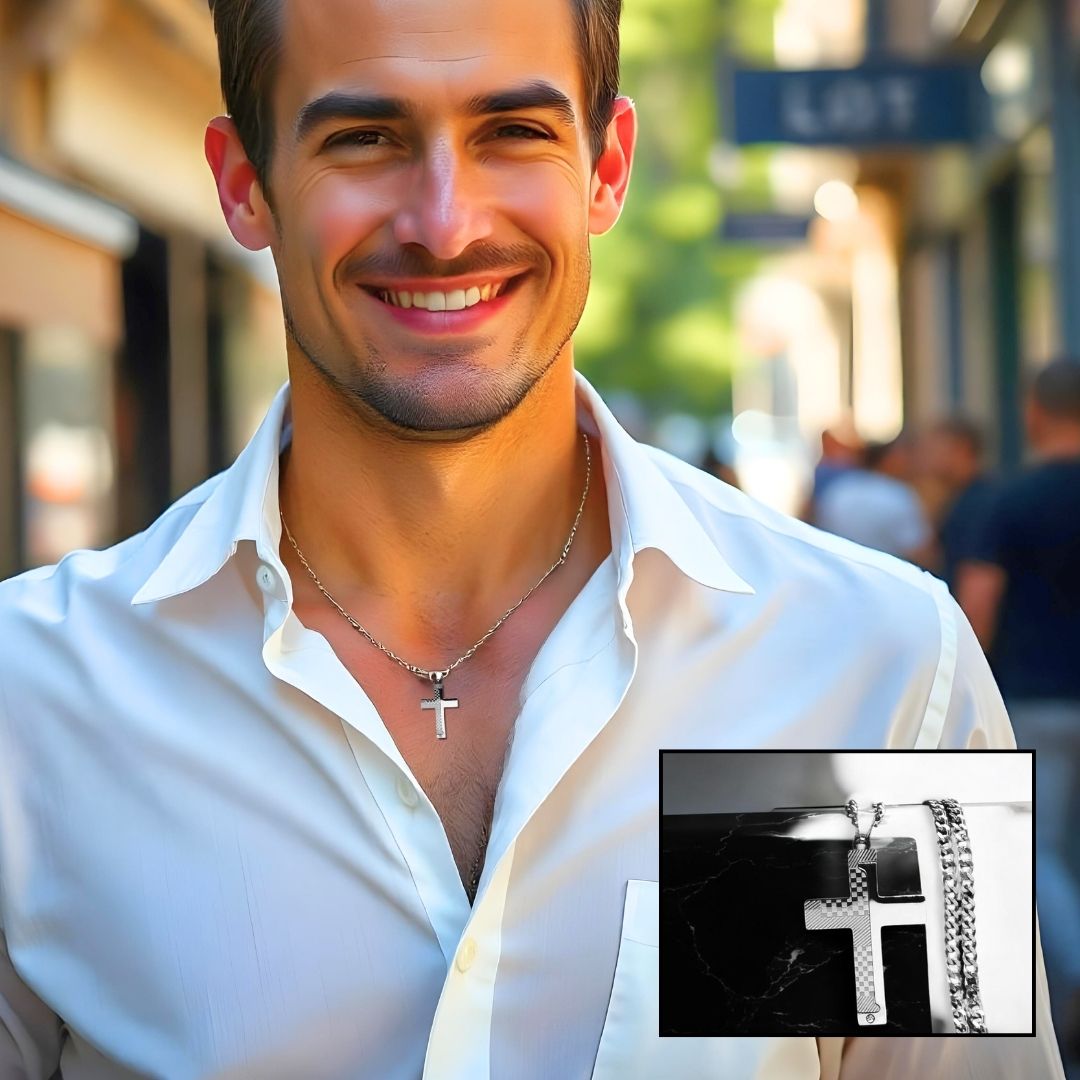 Collier hommes- pendentif croix CHESSCROSS™ : L'élégance spirituelle à votre cou