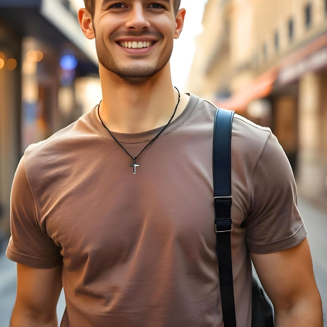 Collier hommes- pendentif croix CHESSCROSS™ : L'élégance spirituelle à votre cou