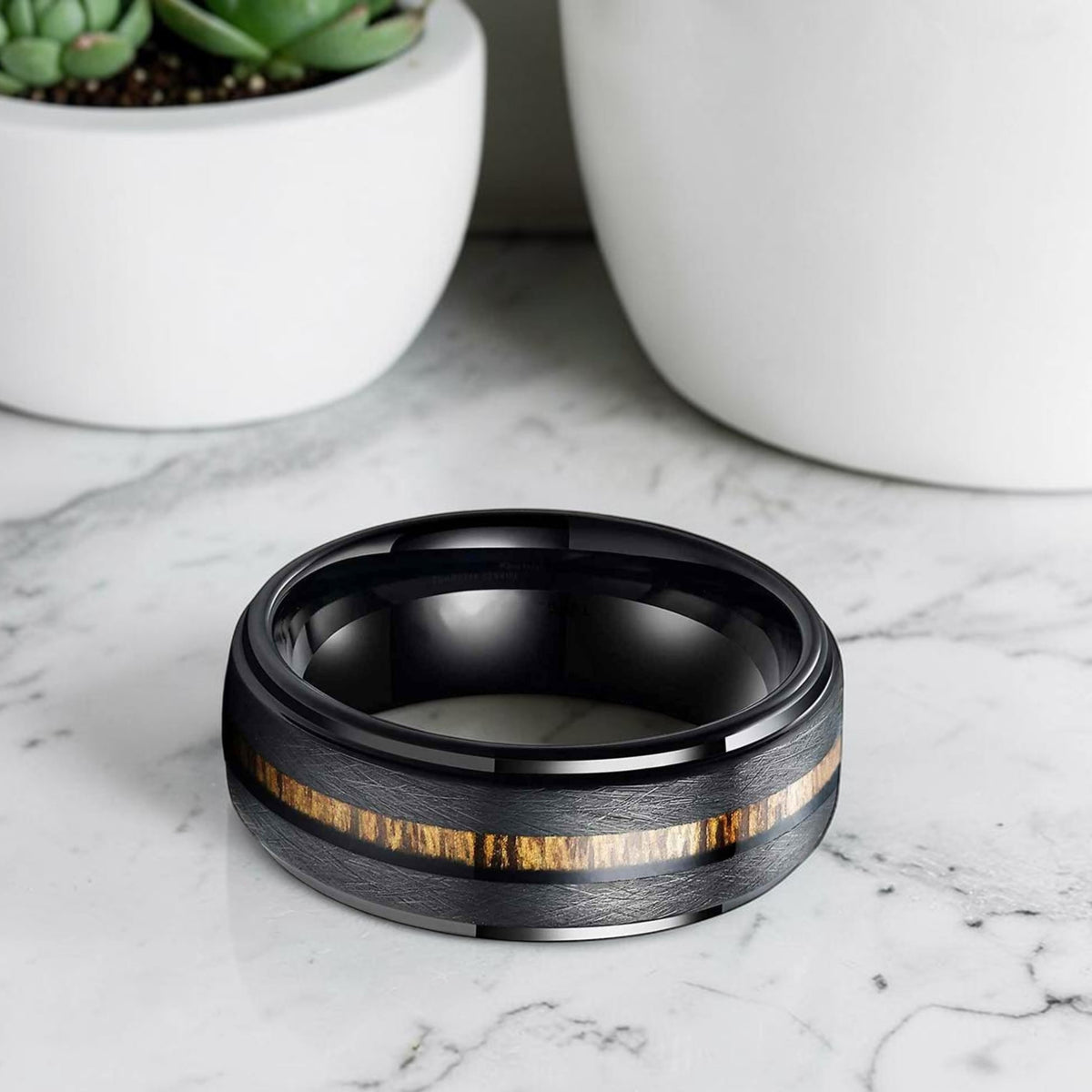 Bague acier inoxydable homme | anneau « L'Héritage Koa »