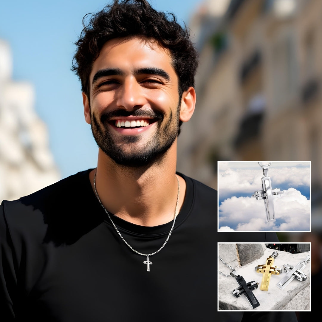 Collier homme- pendentif croix MODERN CROSS™ : Élégance et Spiritualité en Harmonie