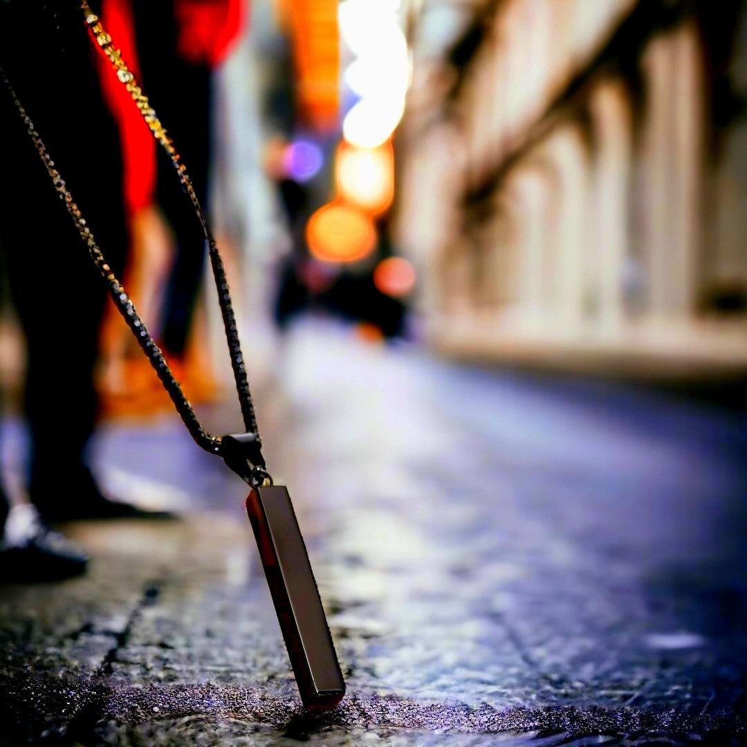 Collier homme- pendentif CLASSY-BAR™ ; Colliers avec pendentif minimaliste