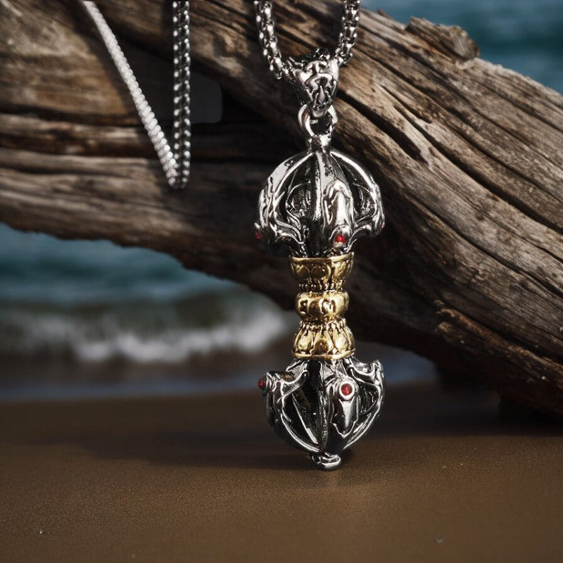 Collier homme- pendentif TIBY AMULETTE™ ; Collier raffiné de style Tibétain