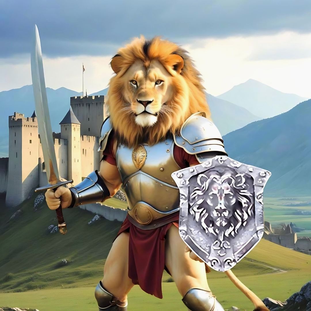 Collier homme- pendentif LE LION BOUCLIER™ ; Colliers Lion force et protection