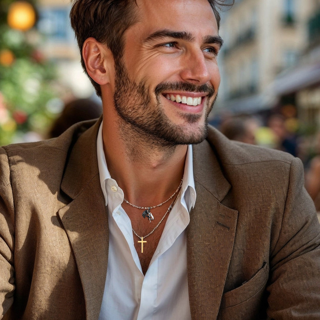 Collier homme-pendentif ANGE ET DÉMON™ : le dualité parfaite