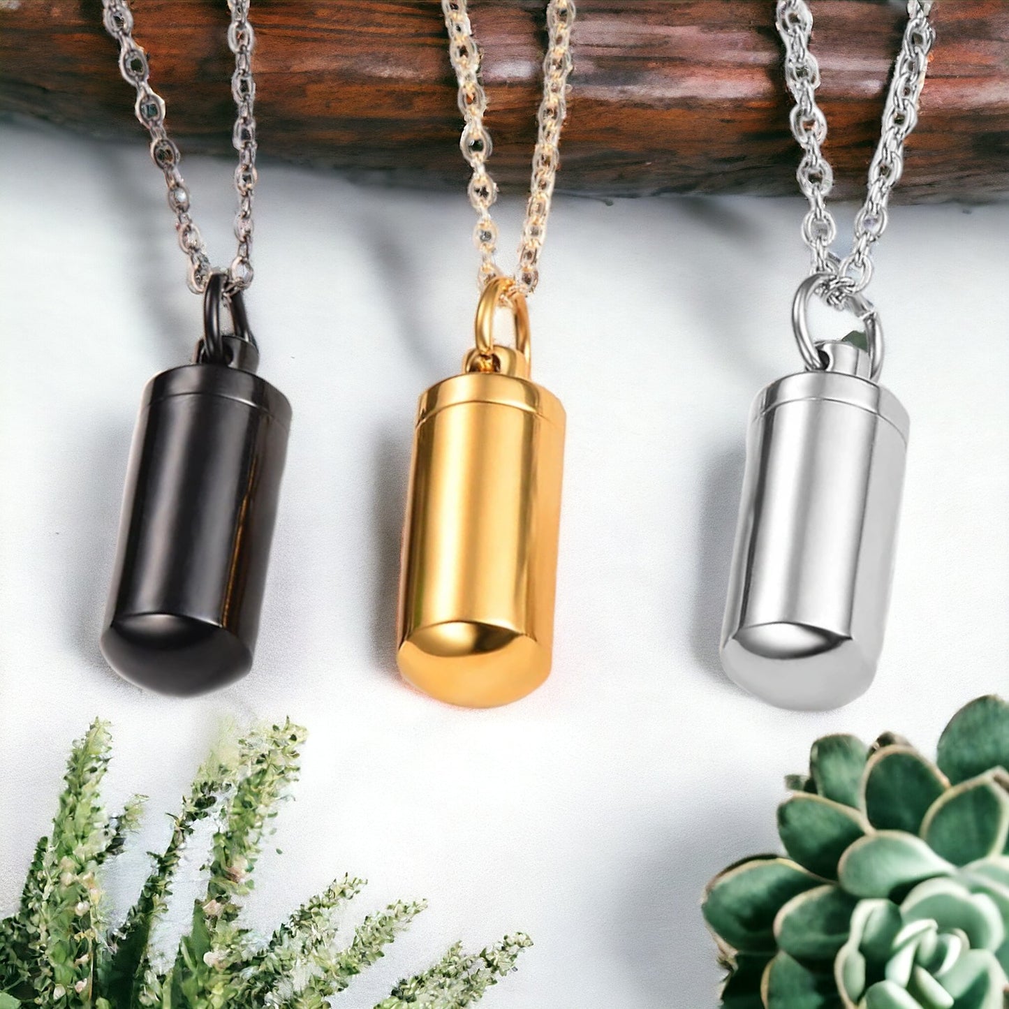 Collier homme- pendentif MEMORY FIOLE™ ; Collier avec pendentif porte souvenir cylindriques