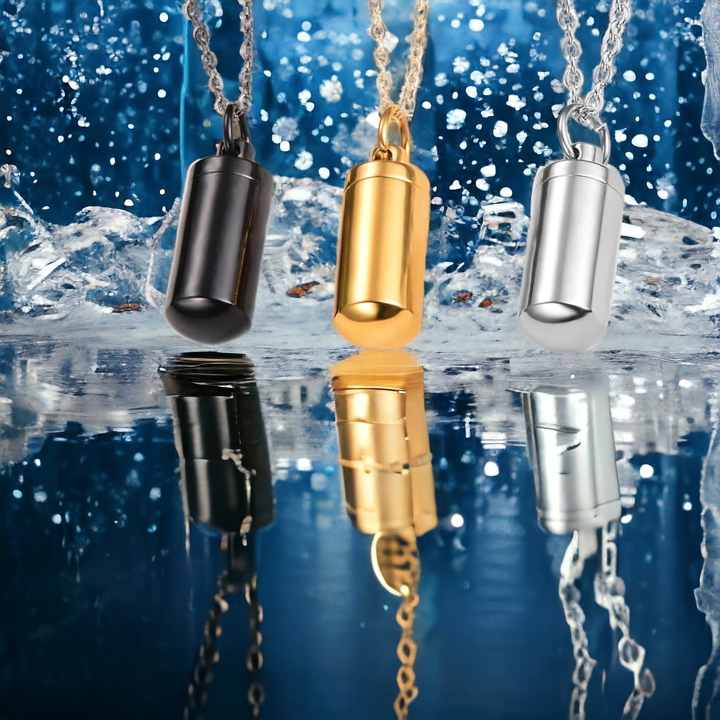 Collier homme- pendentif MEMORY FIOLE™ ; Collier avec pendentif porte souvenir cylindriques