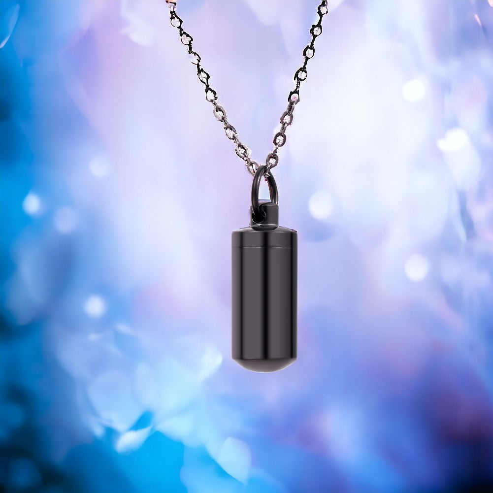 Collier homme- pendentif MEMORY FIOLE™ ; Collier avec pendentif porte souvenir cylindriques