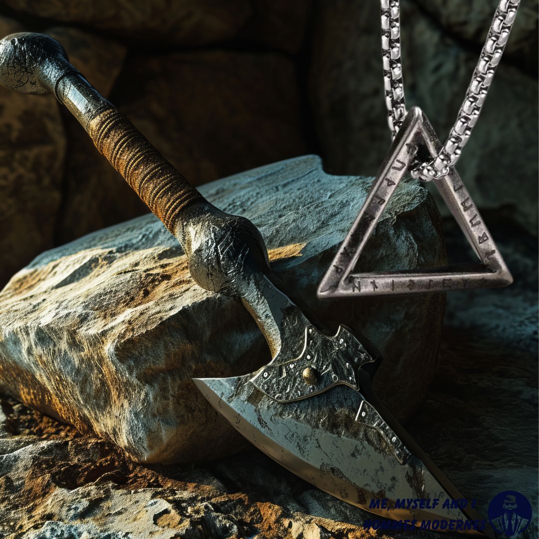 Collier homme- pendentif VORKY II™ ; Colliers Viking Nordiques triangle