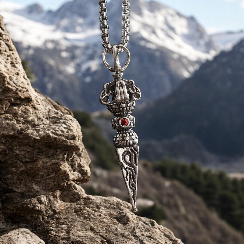 Collier homme- pendentif TIBY AMULETTE™ ; Collier raffiné de style Tibétain