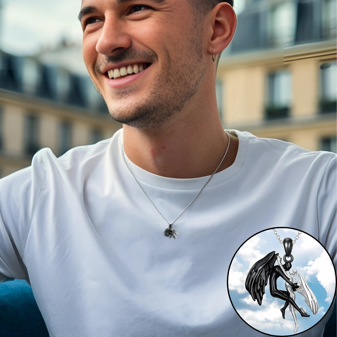 Collier homme-pendentif ANGE ET DÉMON™ : le dualité parfaite