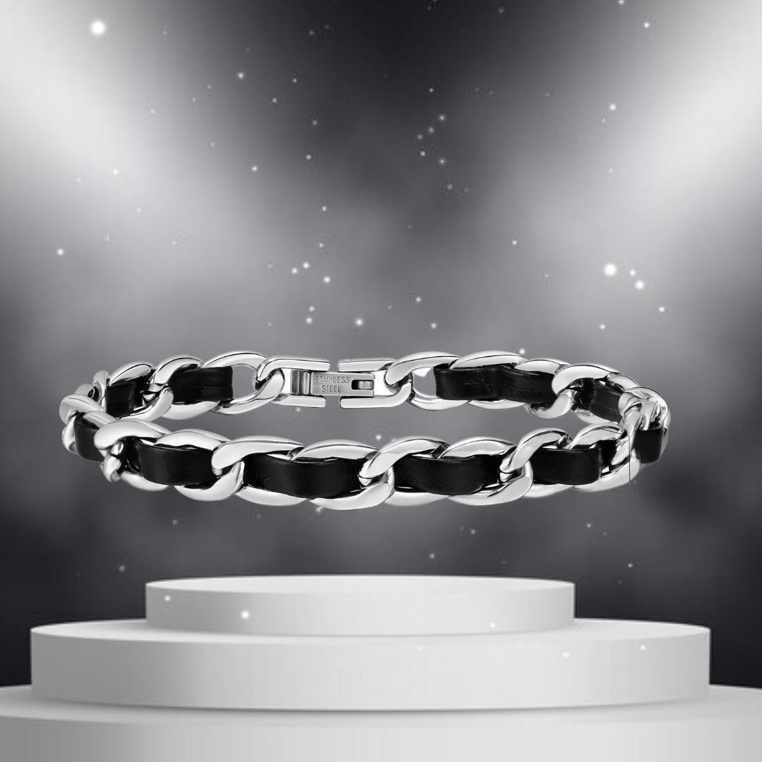 Bracelet homme- MIXOLUX™ | Bracelet métal et cuir de luxe moderne