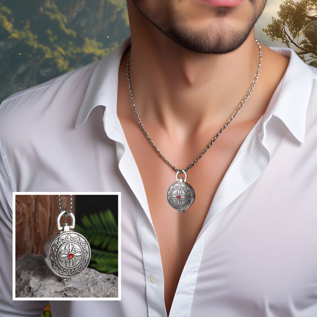 Collier homme- pendentif TIBY AMULETTE™ ; Collier raffiné de style Tibétain