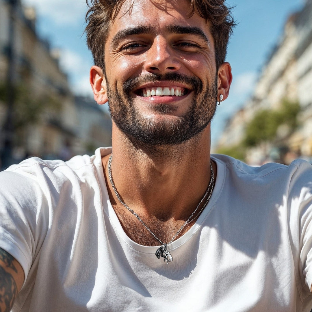 Collier homme-pendentif ANGE ET DÉMON™ : le dualité parfaite