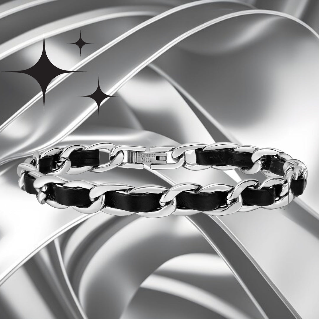 Bracelet homme- MIXOLUX™ | Bracelet métal et cuir de luxe moderne