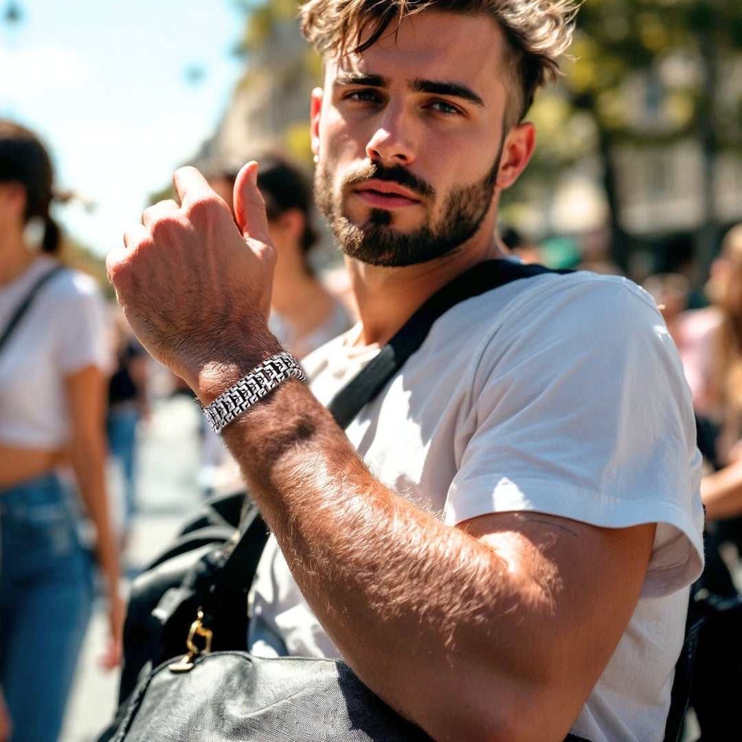 BRACELET HOMME TENDANCE argent foule printemps femmes