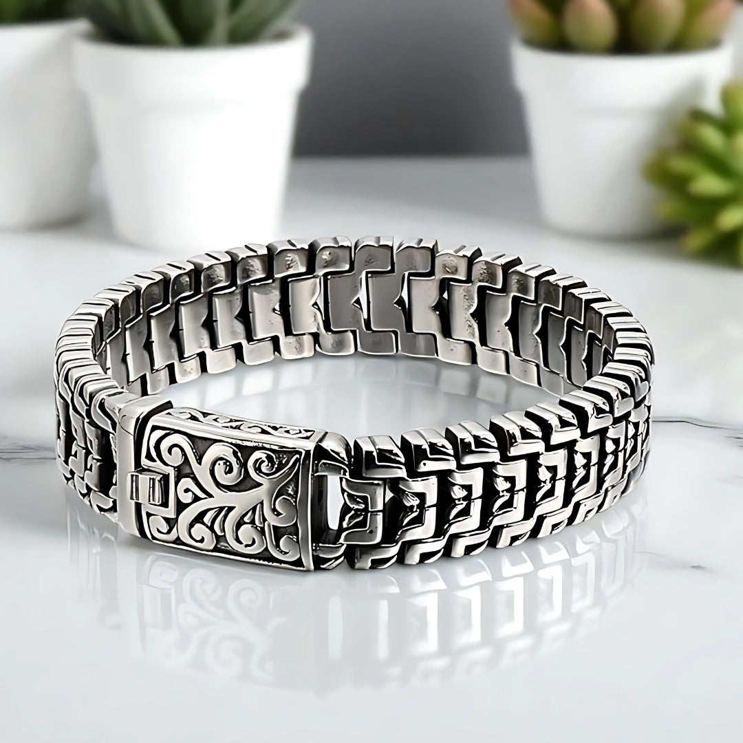 BRACELET HOMME TENDANCE argenté presentation plantes table marbre
