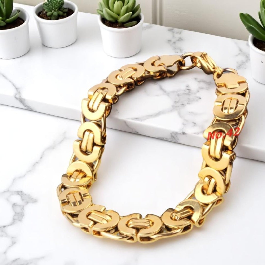 Bracelet homme BYZANTIN EMPEREUR ARRONDI™ argent table blanche variantes dore