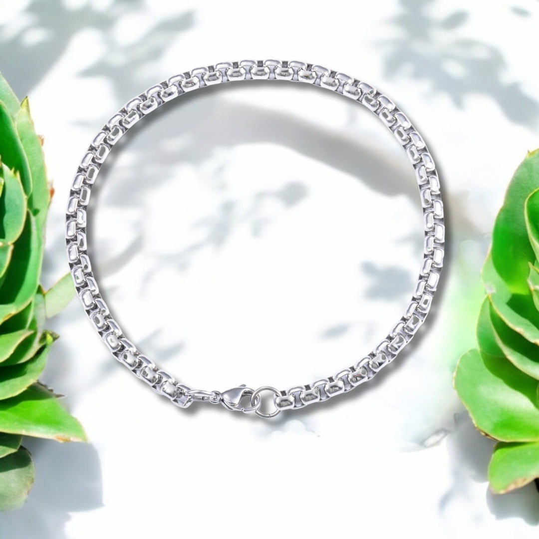 Bracelet homme chaine à petits maillons Belcher variante argente