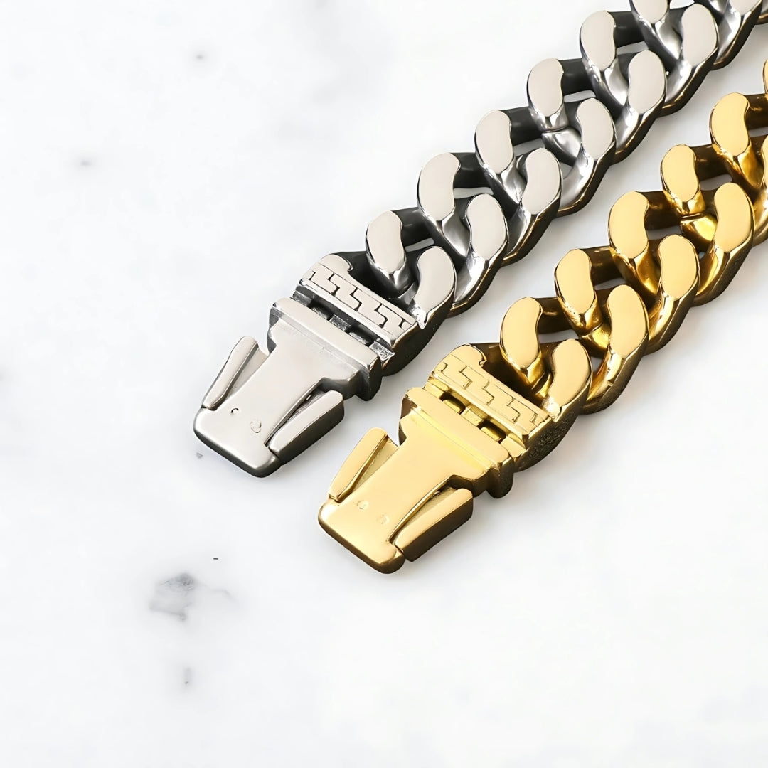 Bracelet homme luxe PIRATO SKULL argent or fermoirs