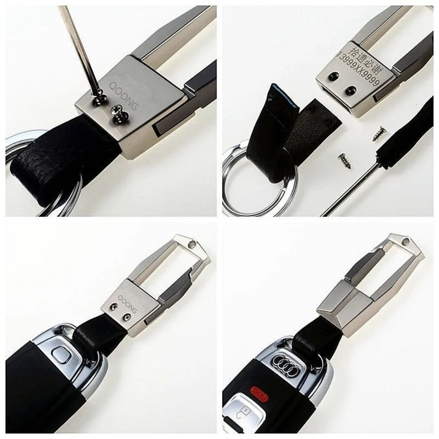 Caractéristiques porte-clé mousqueton bimatière cuir et zinc - dimensions et matériaux mmihommesmodernes.com