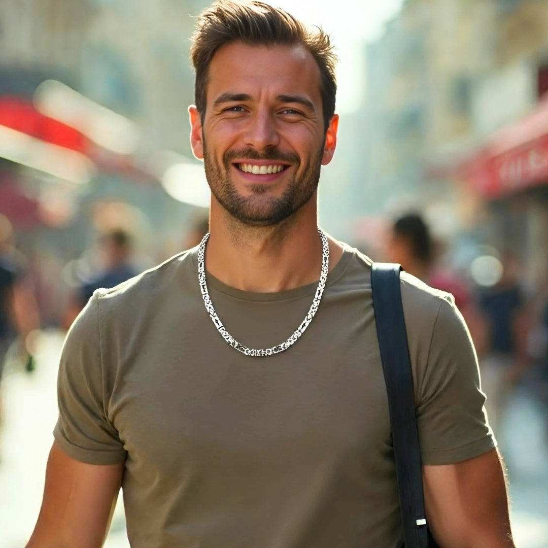Chaine homme BYZANTINE CROIX argent homme t shirt rue