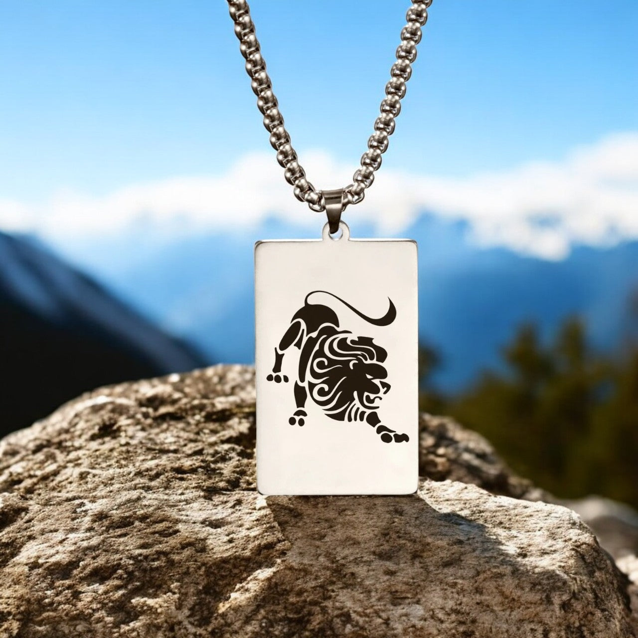 Collier homme, pendentif LEOLOOK II™ argent variante nature