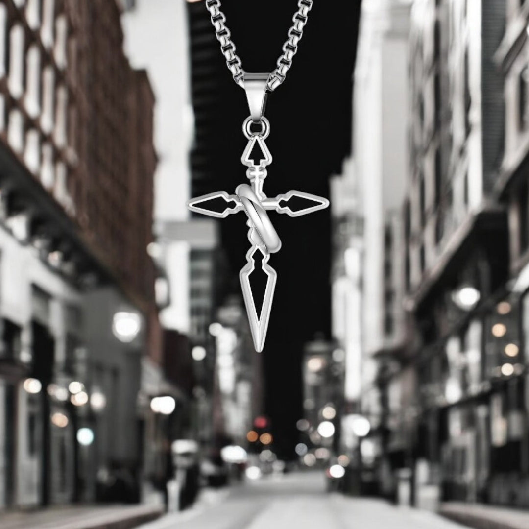 Collier homme, pendentif croix ARROW CROSS variante ville