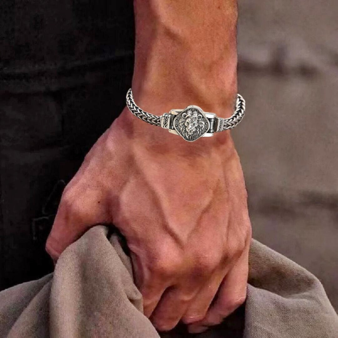 Bracelet homme LÉOTOP 2™ | Bracelet Lion dominateur tissé