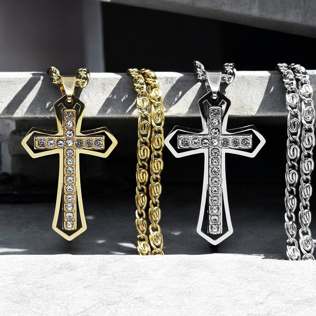 Collier homme- pendentif croix ZIRCOCROSS II ™: Élégance et Foi en un Bijou