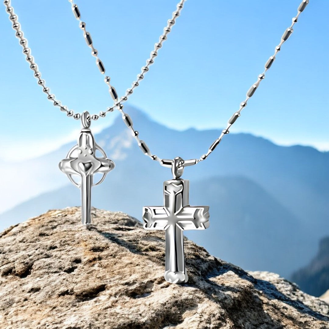 Collier homme- pendentif croix URNOCROSS™ : Le Pendentif Croix Commémoratif Élégant