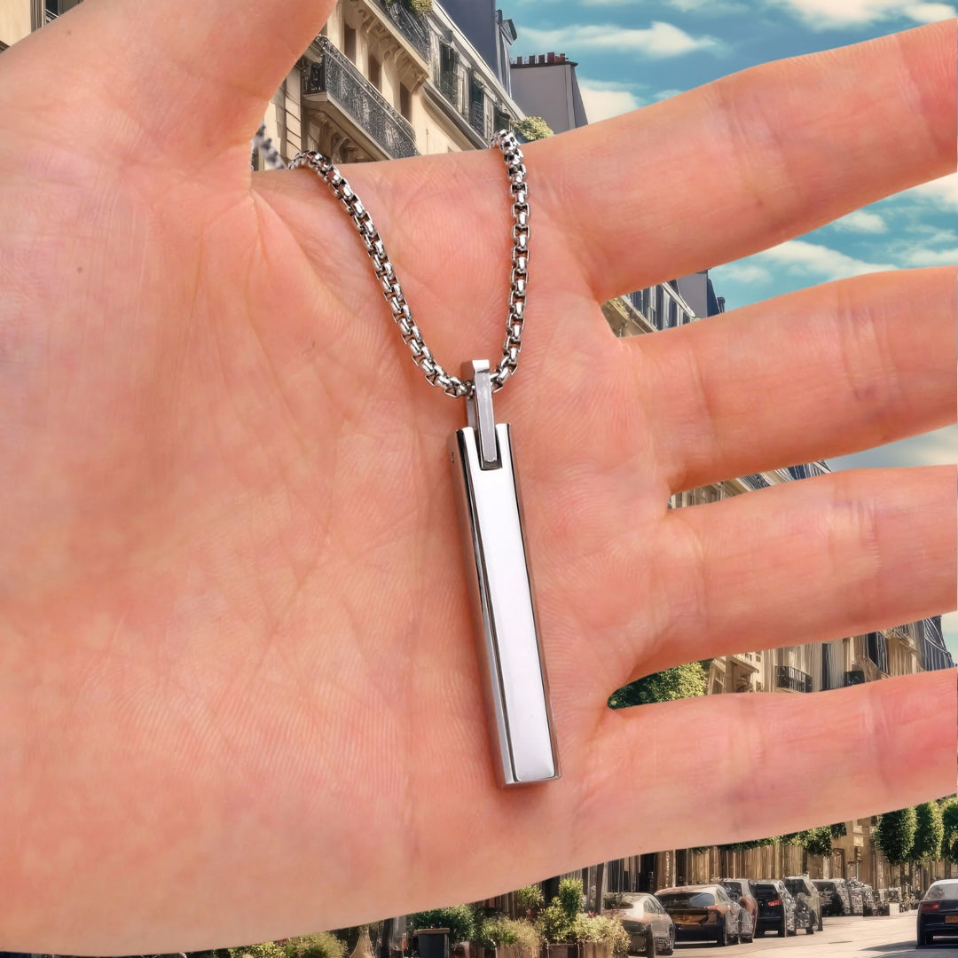 Collier homme- pendentif CLASSY-BAR™ ; Colliers avec pendentif minimaliste