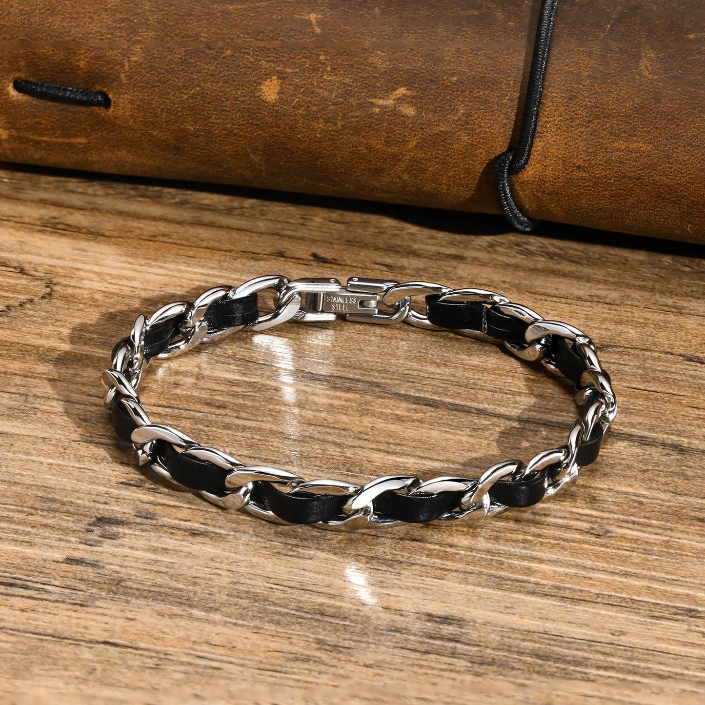 Bracelet homme- MIXOLUX™ | Bracelet métal et cuir de luxe moderne