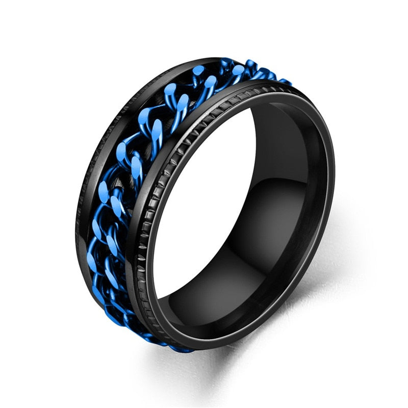 Bague homme DRAGON RING II | Anneau chaîne rotative au Titanium