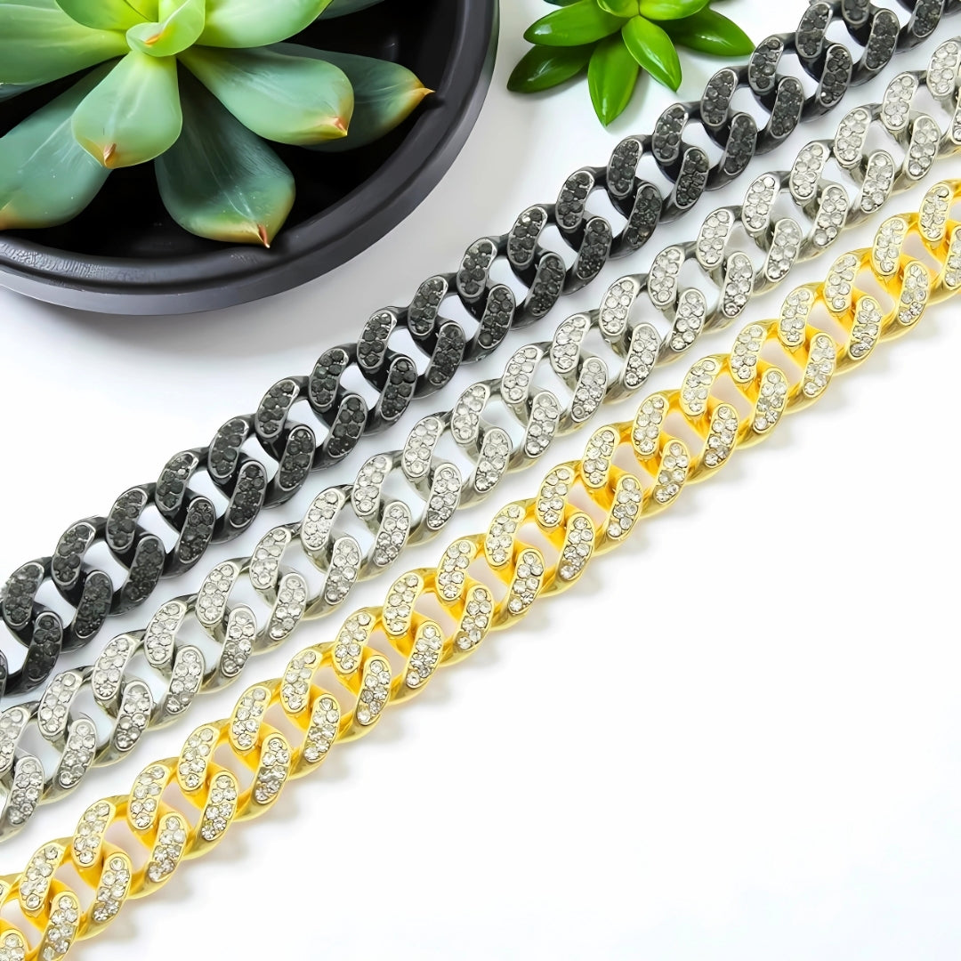 bracelet homme luxe tendance brillant noir argent doré long plantes marbre