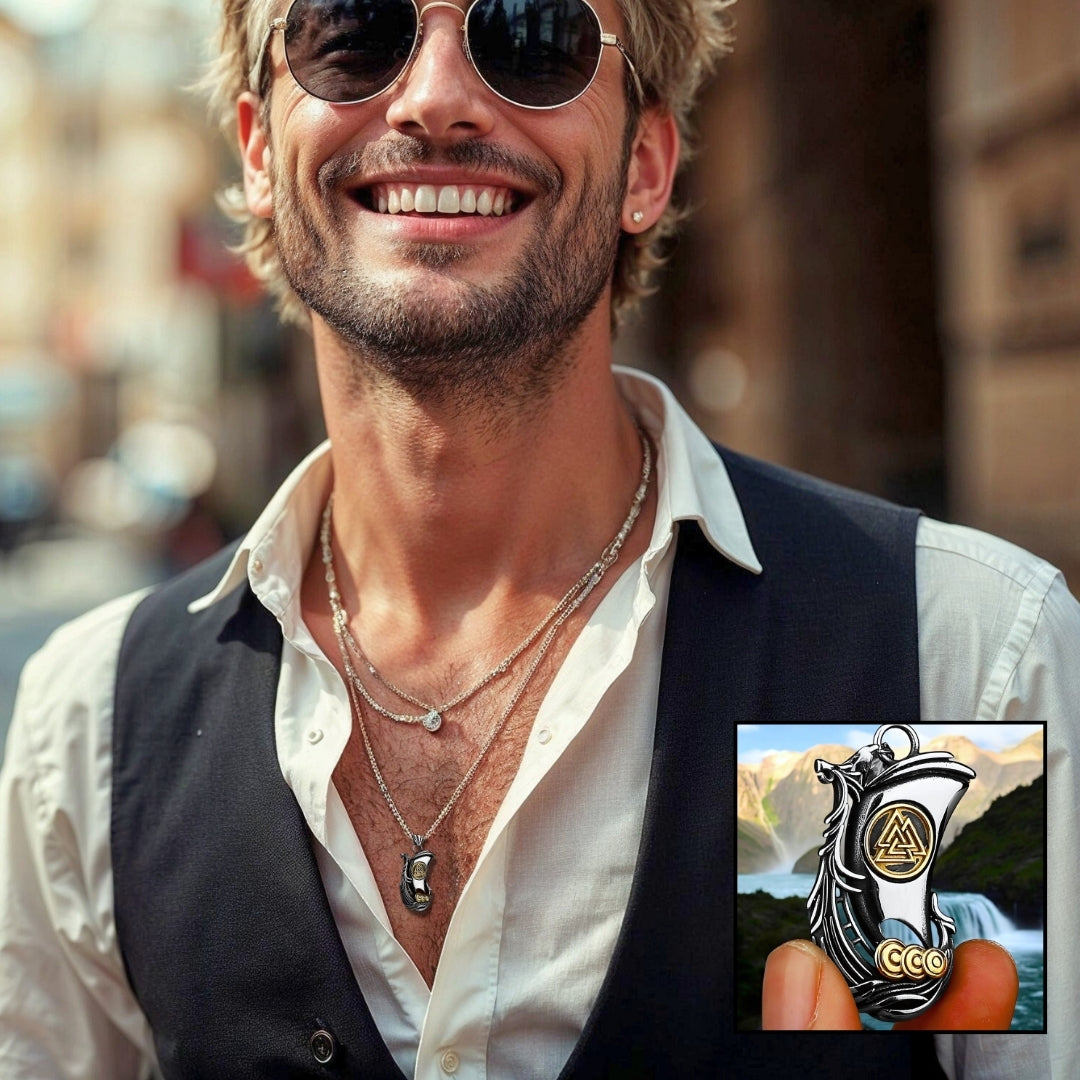 Collier-homme-pendentif-bateau-viking-or