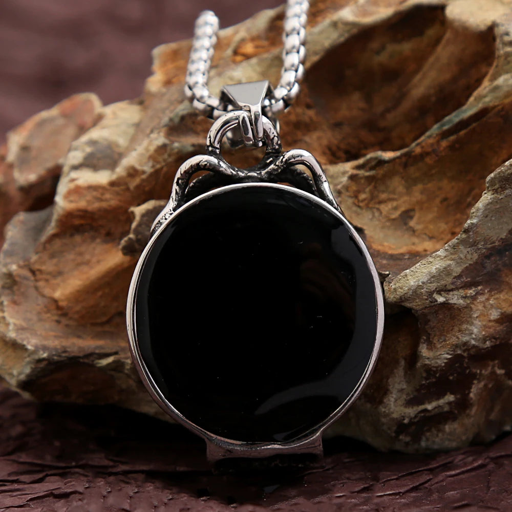 collier-homme-pendentif-miroir-magique-femme-tête-de-mort-revers-dos