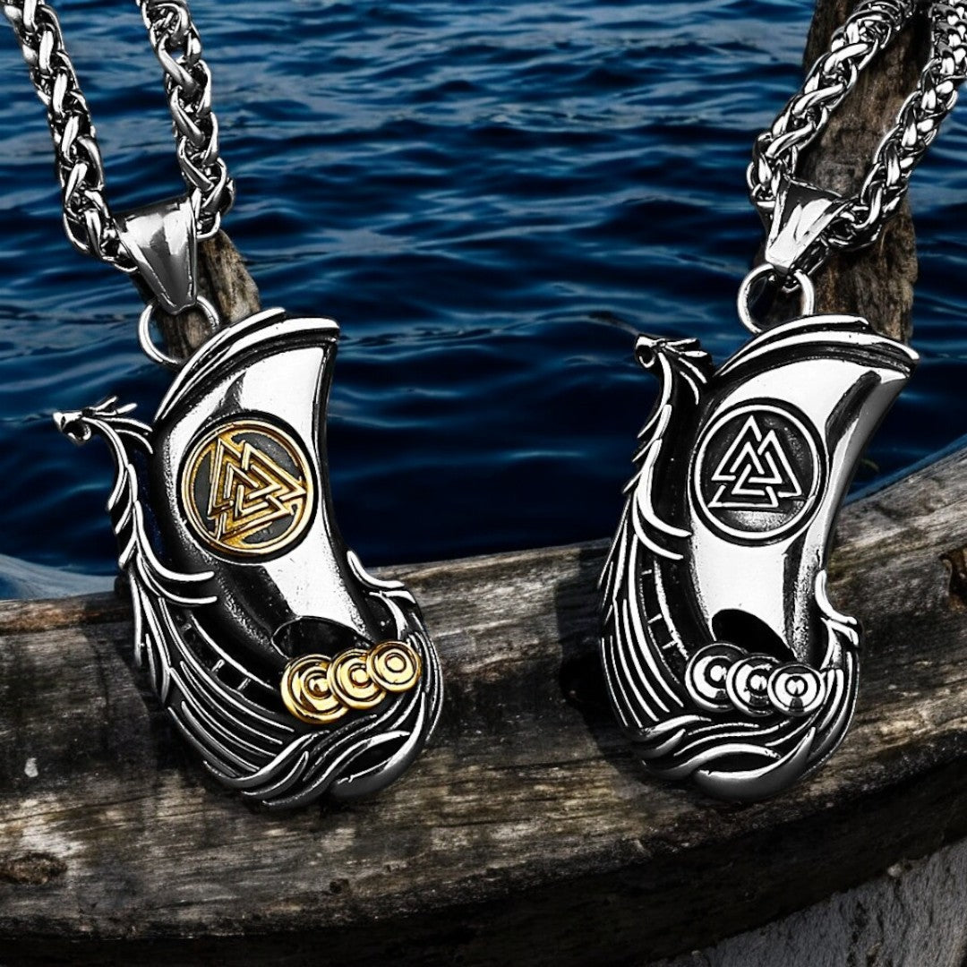 Collier-homme-pendentif-bateau-viking-drakkar-or-argent