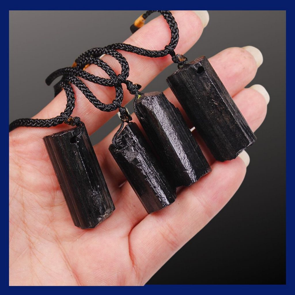 Collier homme- pendentif TOURMALINE PENDENTIF™ | Collier de pierre Chakra noire