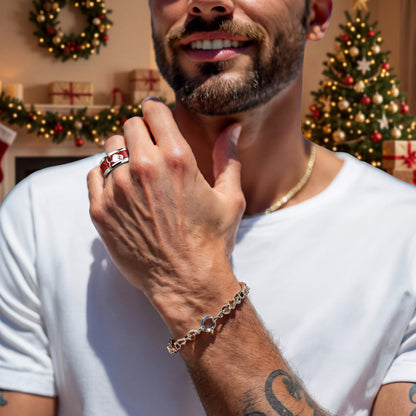 Bague pour homme |  anneau Père Noël « Éclat de Noël »